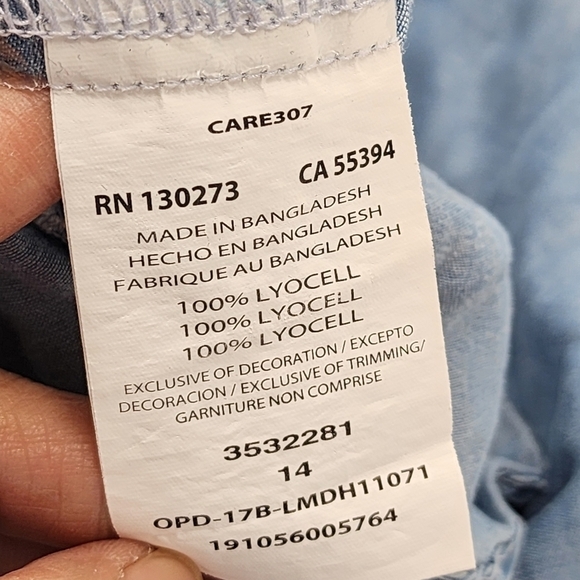 🎈Lee Modern Series Buttondown Tab Sleeve Blue Shirt Dress - Picture 7 of 8